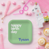 kinder feestpapier bord Happy Birthday groen (Feest)