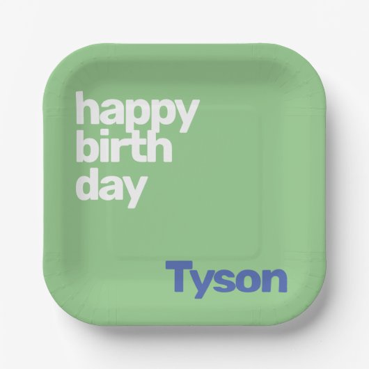 kinder feestpapier bord Happy Birthday groen (Voorkant)