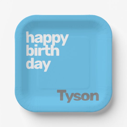 kinder feestpapier bord Happy Birthday minimaal (Voorkant)