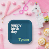 kinder feestpapier bord Happy Birthday minimaal (Feest)