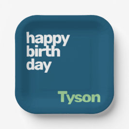 kinder feestpapier bord Happy Birthday minimaal