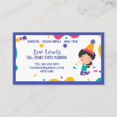 Kinder feestplanner visitekaartje (Voorkant)