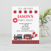 Kinder feesttrein verjaardagsuitnodiging kaart (Staand voorkant)