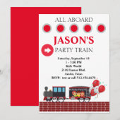 Kinder feesttrein verjaardagsuitnodiging kaart (Voorkant / Achterkant)