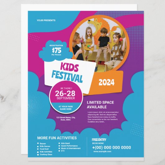 Kinder Festivalflyers Sjabloon (Voorkant / Achterkant)