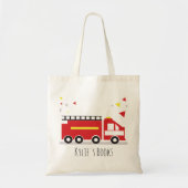 Kinder Firetruck Canvas tas bibliotheek  (Voorkant)