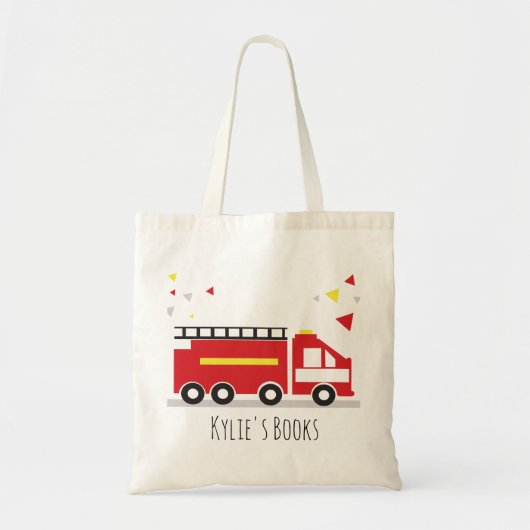 Kinder Firetruck Canvas tas bibliotheek  (Voorkant)