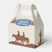 Kinder FIrst Rodeo Blauw/Bruin Western Verjaardags Bedankdoosjes (Achterkant)