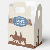 Kinder FIrst Rodeo Blauw/Bruin Western Verjaardags Bedankdoosjes (Geopend)