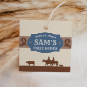 Kinder FIrst Rodeo Blauw/Bruin Western Verjaardags Bedankjes Labels