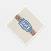 Kinder FIrst Rodeo Blauw/Bruin Western Verjaardags Servet (Hoek)