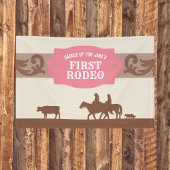 Kinder FIrst Rodeo Roze/Bruin Western Verjaardagsf Spandoek