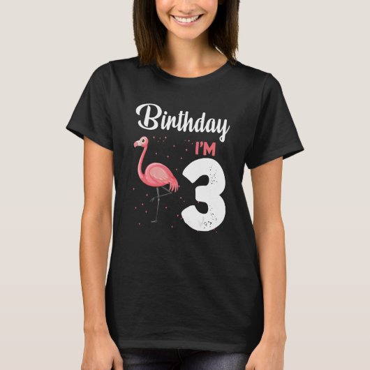 Kinder Flamingo 3rd Birthday Flamingos B dag 3 jaa T-shirt (Voorkant)