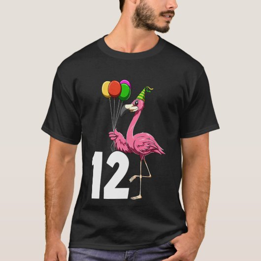 Kinder Flamingo Birthday 12 Flamingo Theme 12th Bi T-shirt (Voorkant)