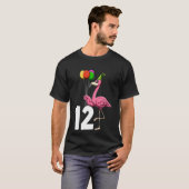 Kinder Flamingo Birthday 12 Flamingo Theme 12th Bi T-shirt (Voorkant volledig)