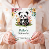 Kinder Floral Panda Oerwoud Verjaardagsfeest Kaart