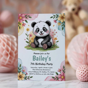 Kinder Floral Panda Oerwoud Verjaardagsfeest Kaart