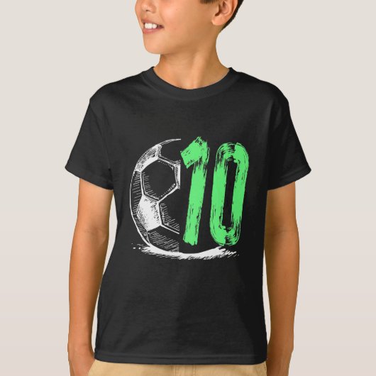 Kinder Football 10 jaar oude Jongen Birthday Party T-shirt (Voorkant)