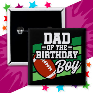Kinder Football Party Papa van de Verjaardagsjonge Vierkante Button 5,1 Cm