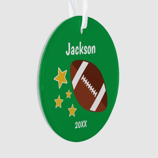Kinder Football Stars Groen gepersonaliseerd Ornament (voorkant)