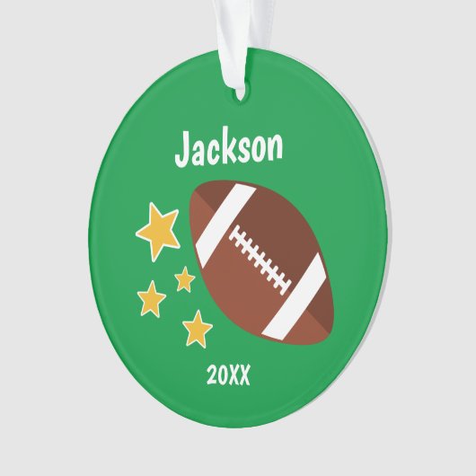 Kinder Football Stars Groen gepersonaliseerd Ornament (voorkant)
