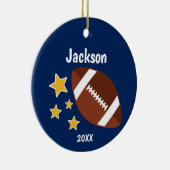 Kinder Football sterren Blauw op maat Keramisch Ornament (Rechts)