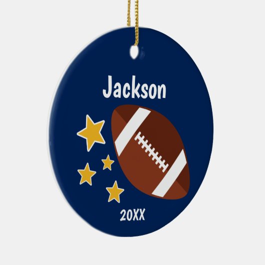 Kinder Football sterren Blauw op maat Keramisch Ornament (Rechts)