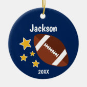 Kinder Football sterren Blauw op maat Keramisch Ornament (Voorkant)