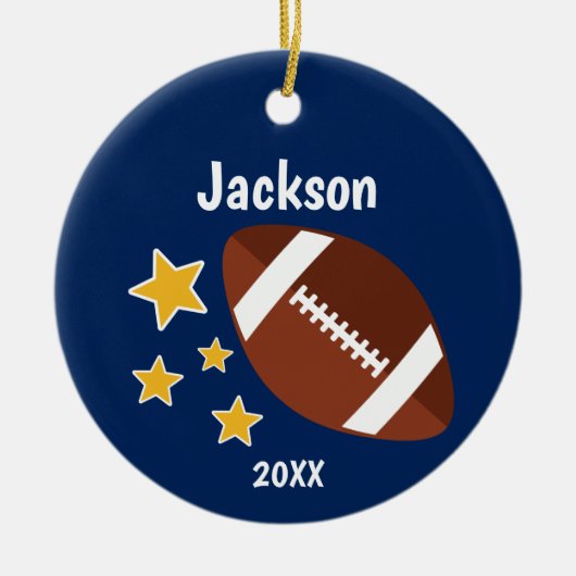 Kinder Football sterren Blauw op maat Keramisch Ornament (Voorkant)