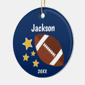 Kinder Football sterren Blauw op maat Keramisch Ornament (Links)