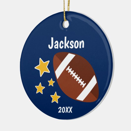 Kinder Football sterren Blauw op maat Keramisch Ornament (Links)