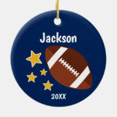 Kinder Football sterren Blauw op maat Keramisch Ornament (Achterkant)