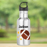 Kinder Football sterren Persoonlijk Waterfles<br><div class="desc">Een schattig football en sterren waterflesje voor kinderen. Eenvoudig aan te passen met een naam om dit een aangepast cadeau te maken.</div>