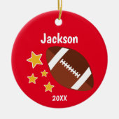 Kinder Football sterren Rood gepersonaliseerd Keramisch Ornament (Voorkant)