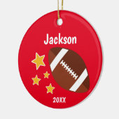 Kinder Football sterren Rood gepersonaliseerd Keramisch Ornament (Links)