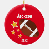 Kinder Football sterren Rood gepersonaliseerd Keramisch Ornament (Achterkant)