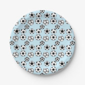 Kinder football thema voetballen blauw papieren bordje (Voorkant)