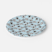 Kinder football thema voetballen blauw papieren bordje (Gekanteld)