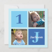 Kinder foto Aangepaste blauwe jongens 1e verjaarda Kaart (Voorkant)