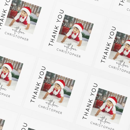 Kinder foto dank je wel vierkante sticker