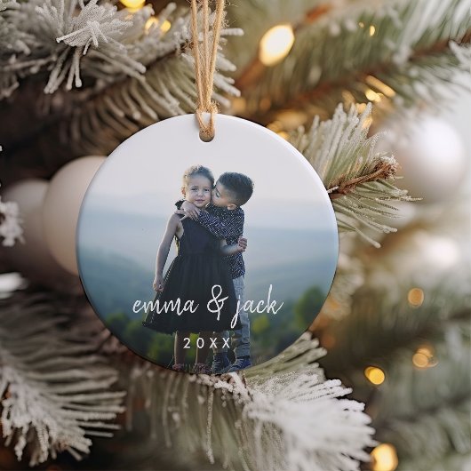 Kinder foto- en naambekleding keramisch ornament