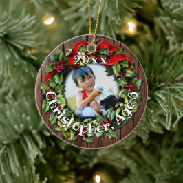 Kinder Foto Holly Wreath Keepomwille Family Keramisch Ornament
