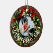 Kinder Foto Holly Wreath Keepomwille Family Keramisch Ornament (Rechts)