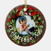 Kinder Foto Holly Wreath Keepomwille Family Keramisch Ornament (Voorkant)