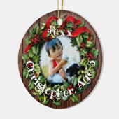 Kinder Foto Holly Wreath Keepomwille Family Keramisch Ornament (Links)