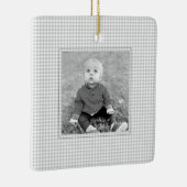Kinder FOTO NAAM JAAR Grijs Gingham Jaarlijks Fun Keramisch Ornament (Rechts)