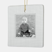 Kinder FOTO NAAM JAAR Grijs Gingham Jaarlijks Fun Keramisch Ornament (Links)