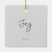 Kinder FOTO NAAM JAAR Grijs Gingham Jaarlijks Fun Keramisch Ornament (Achterkant)