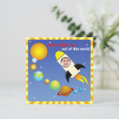 Kinder Foto Raketdag Verjaardag Raketorpartij Uitn Kaart (Staand voorkant)
