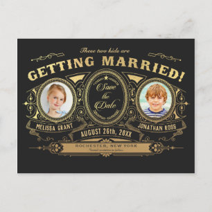 Kinder Foto Save the Date Briefkaart Gold Foil